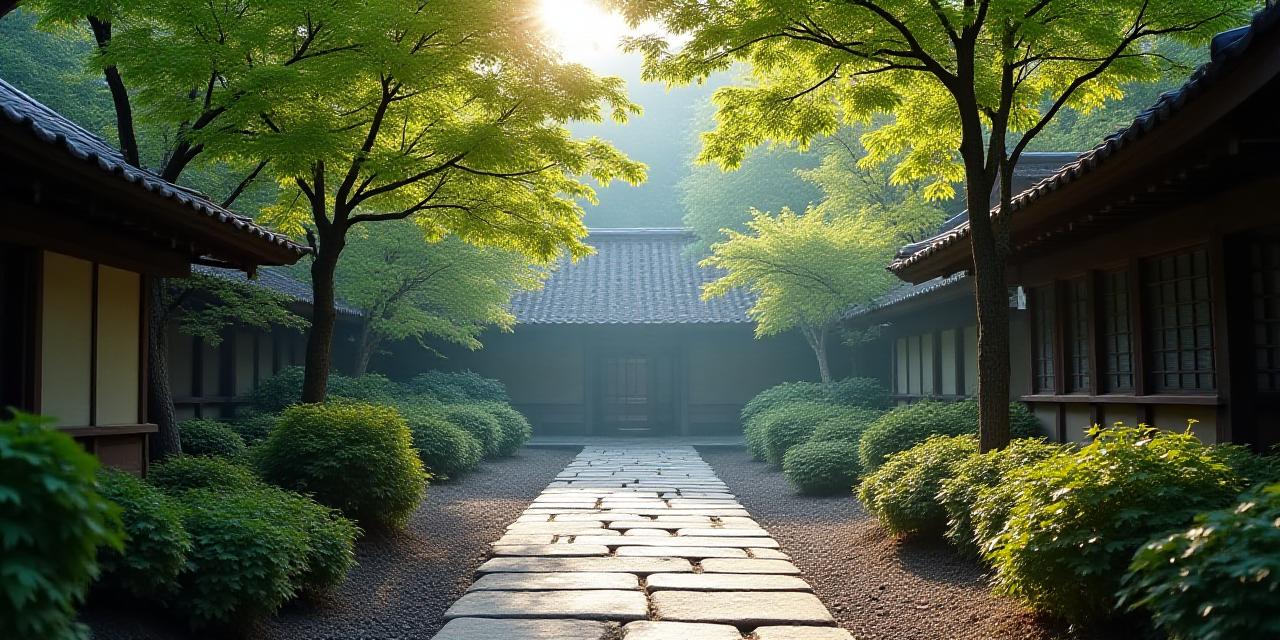 日本の静寂な寺院の風景